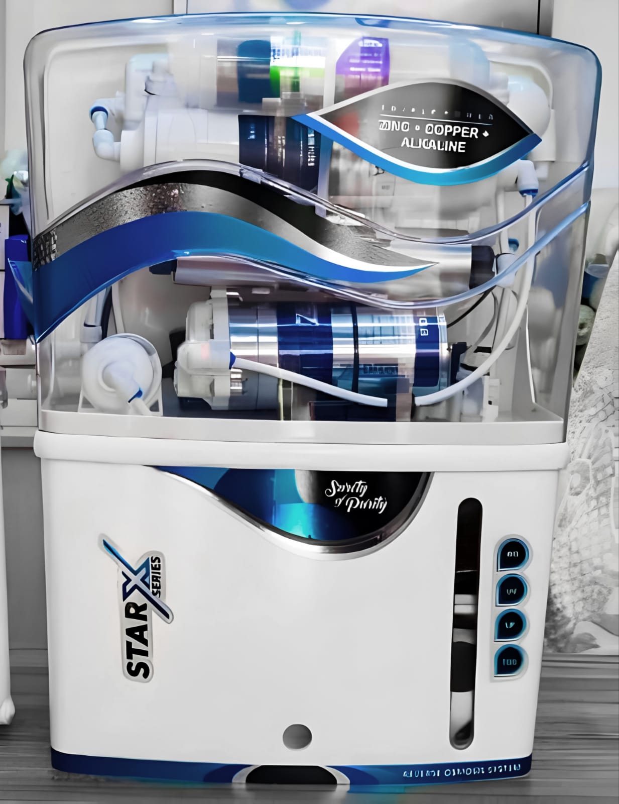 Star X Series (White) Water Purifier,RO+UV+UF+Zinc+Copper+Alkaline,9-Stage.Capacity-100.GPD:12 Litre